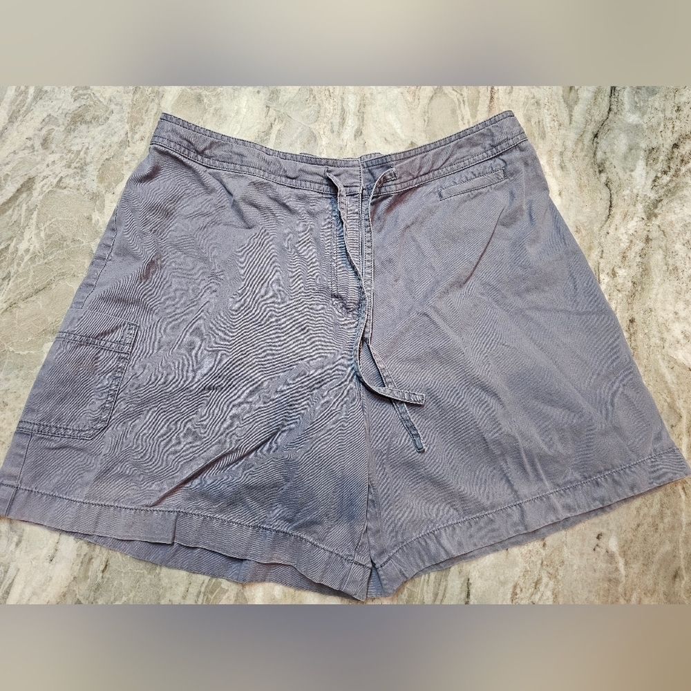 J. Jill Women’s 14 Blue 100% Cotton Shorts Elastic Waist Drawstring Casual Comf